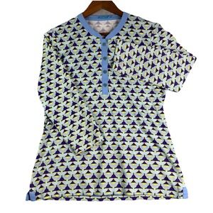 J McLaughlin Catalina Cloth Top Women's Med Geometric Blue Altered Stretch